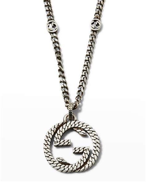 real gucci mens necklace gold|Gucci silver interlocking necklace.